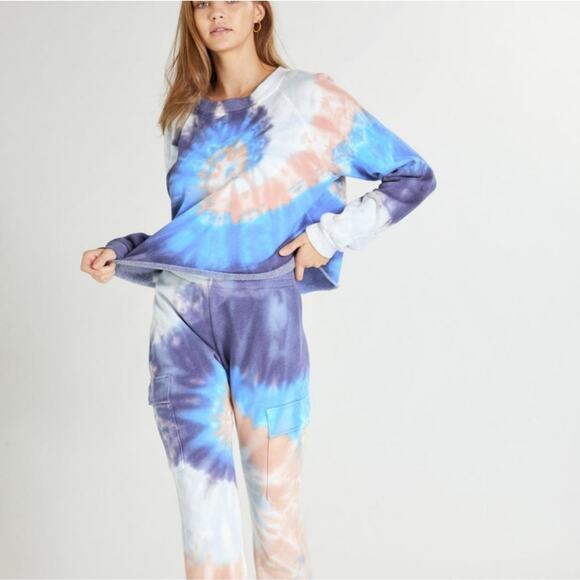 NEW Wildfox Couture Monte Crop Dawn Spiral Tie-Dye Hooded Sweatshirt - Picture 11 of 12